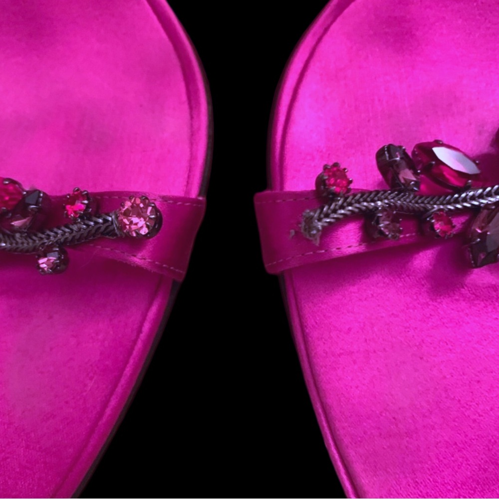 Vintage Escada Couture Diamanté Swarovski Crystal Silk Strappy Ankle Strap Heels - Picture 3 of 7